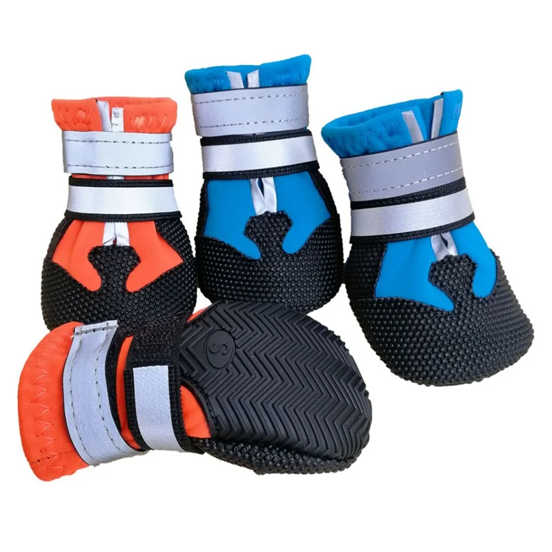 

4 Pcs/Sets Pet Dogs Safe Reflective Waterproof Anti-slip Shoes Puppy Wear-resistant Protective Boots