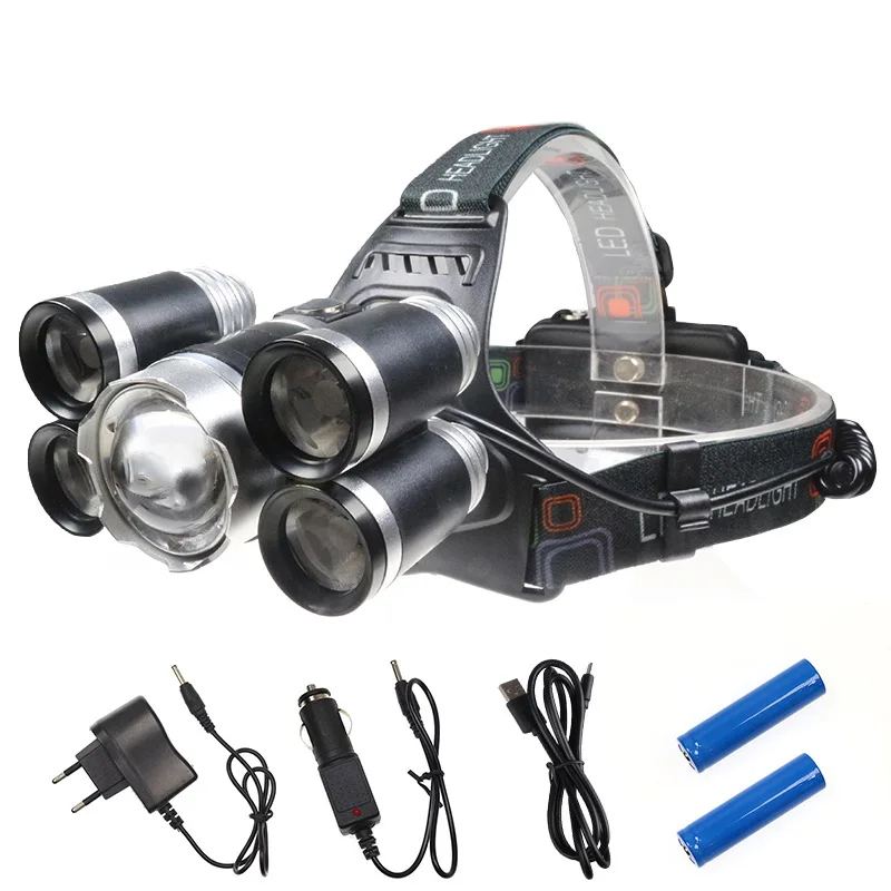Rotating focus 5led work headlights T6 +4 Q5 super bright long range