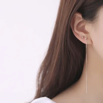 

Real 925 Sterling Silver Long Small Round Ball Asymmetric Earrings for Women Fashion sterling-silver-jewelry Pendientes