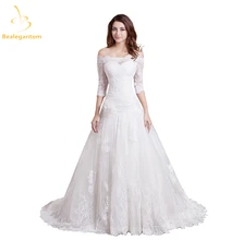 Bealegantom New Lace Wedding Dresses 2017 with Half Sleeves Appliques Lace Up Plus Size Bridal Gowns Vestido De Novia QA1135