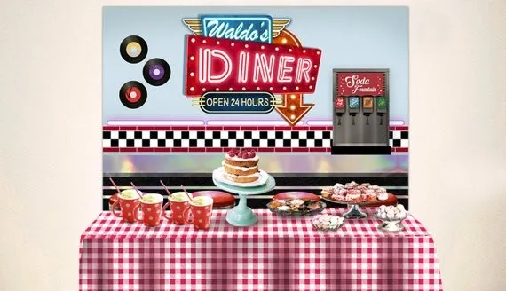 Qualidade de Impressão Fundo do Partido do Vintage Personalizado Retro Diner Americano Restaurante Fundo Alta Computador - Image 2