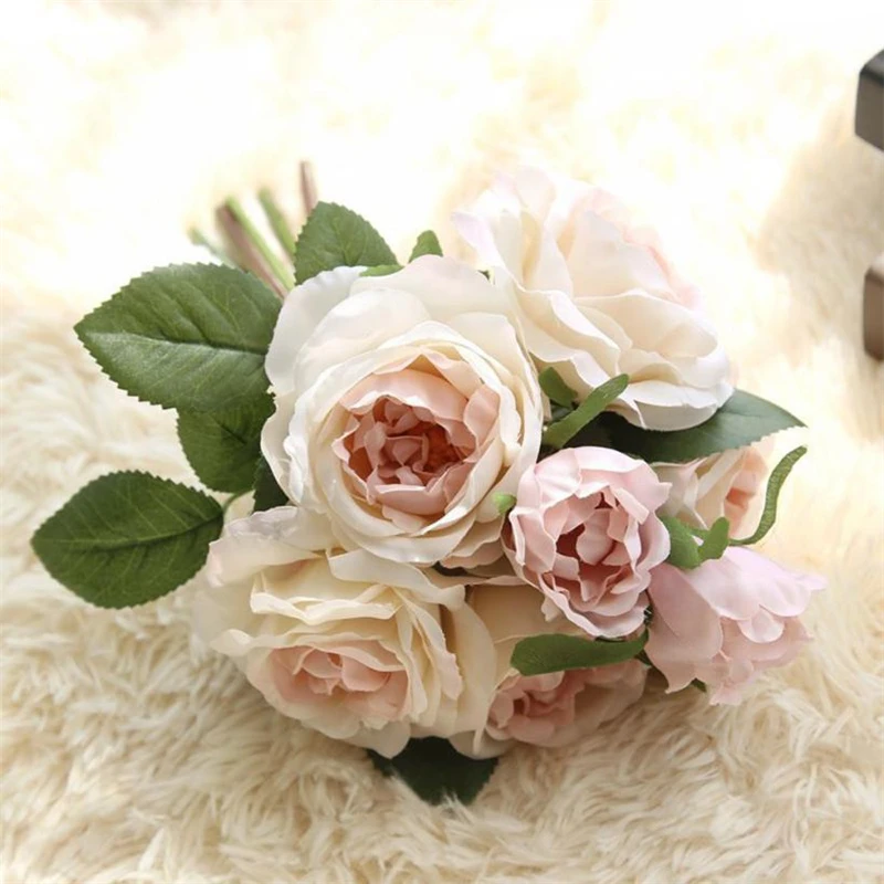  Artificial Fake Flowers Rose Bouquet Floral Wedding Bouquet Party Home Decor Waterproof beautiful Decor hot sale C0309#30      03