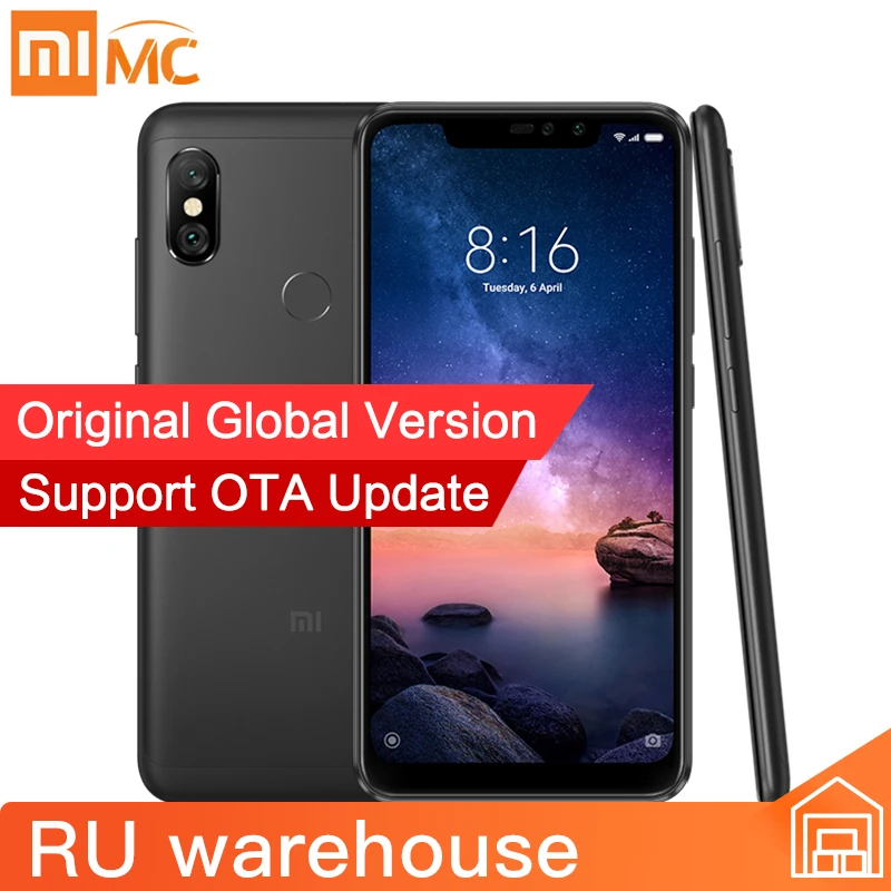 Свободный налог! Глобальная версия Xiaomi Redmi Note 6 Pro 4 Гб 64 20 МП фронтальная камера