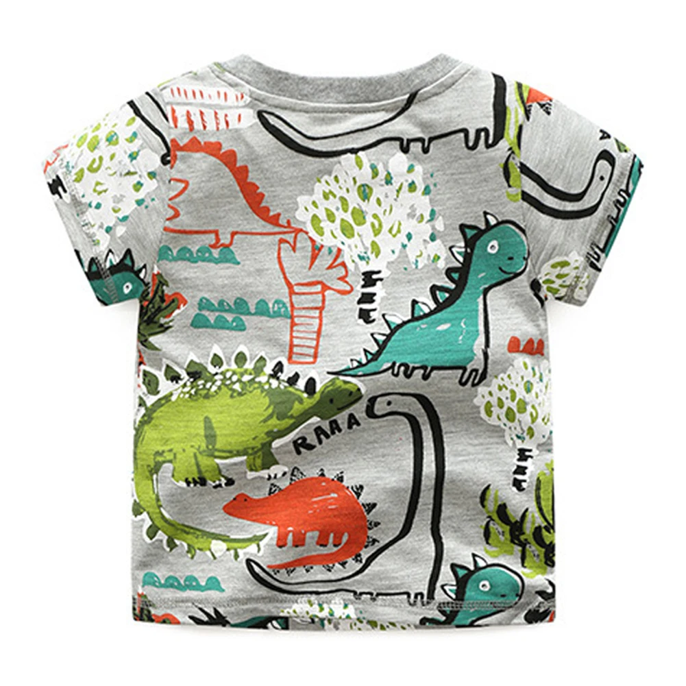 

Summer Boys Colorful Dinosaur forest print T-shirt Cotton Short Sleeves Kids Shirts Child Casual Round neck basic T-shirt Tops