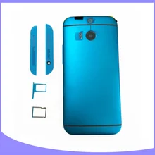 Original new metal back case housing for HTC one M8 battery cover door with sim tray + sd tray+ top & bottom cover