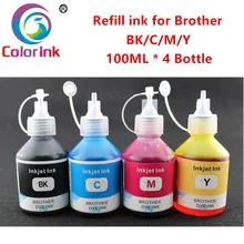 ColorInk 4 упаковки 100 мл набор для пополнения чернил для принтера Brother Универсальный чернильный флакон чернильный картридж все модели для принтера Brother