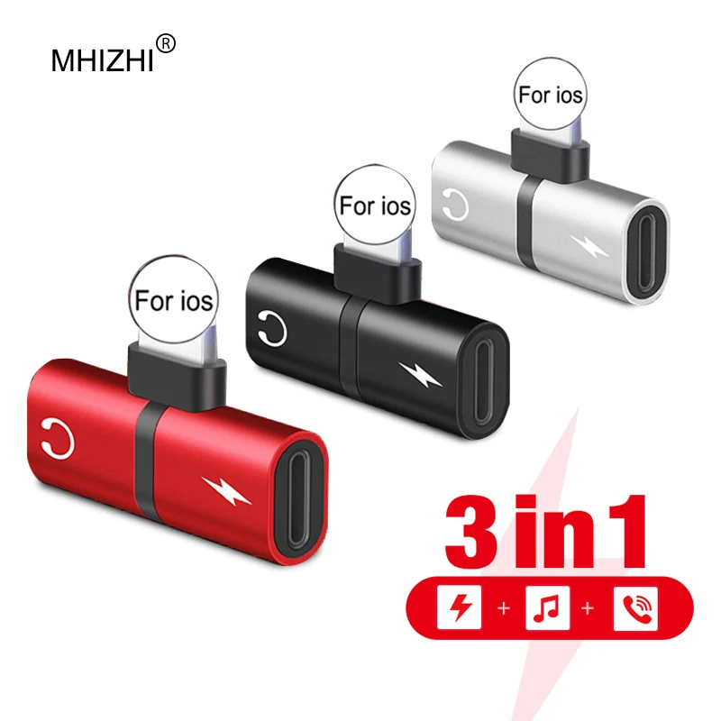 

2 in 1 Audio Adapter For iPhone 7 8 Plus X Connector Splitter Charger Headphone Adapter For Lightning Jack to Earphone AUX Cable