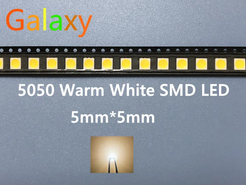 Светодиодный светодиодный SMD SMT 5050 теплый белый 3 чипа 60 мА средней мощности 10-18 лм