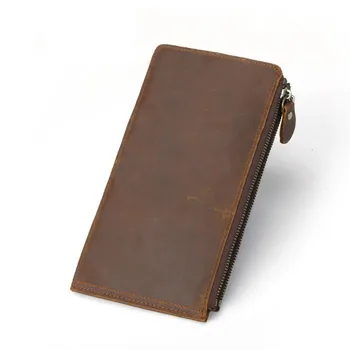 

Mens Long Crazy Horse Leather Leather Wallets Men Genuine Leather Wallet Clutch Vintage Male Purse Leather Purse Wallets