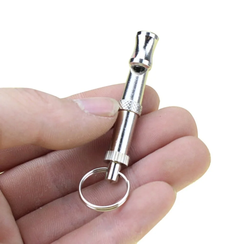 Pet Dog Whistle Ultrasonic Flute Stainless steel Ultrasonic Sound Repeller Pet Training Keychain Manual Settable