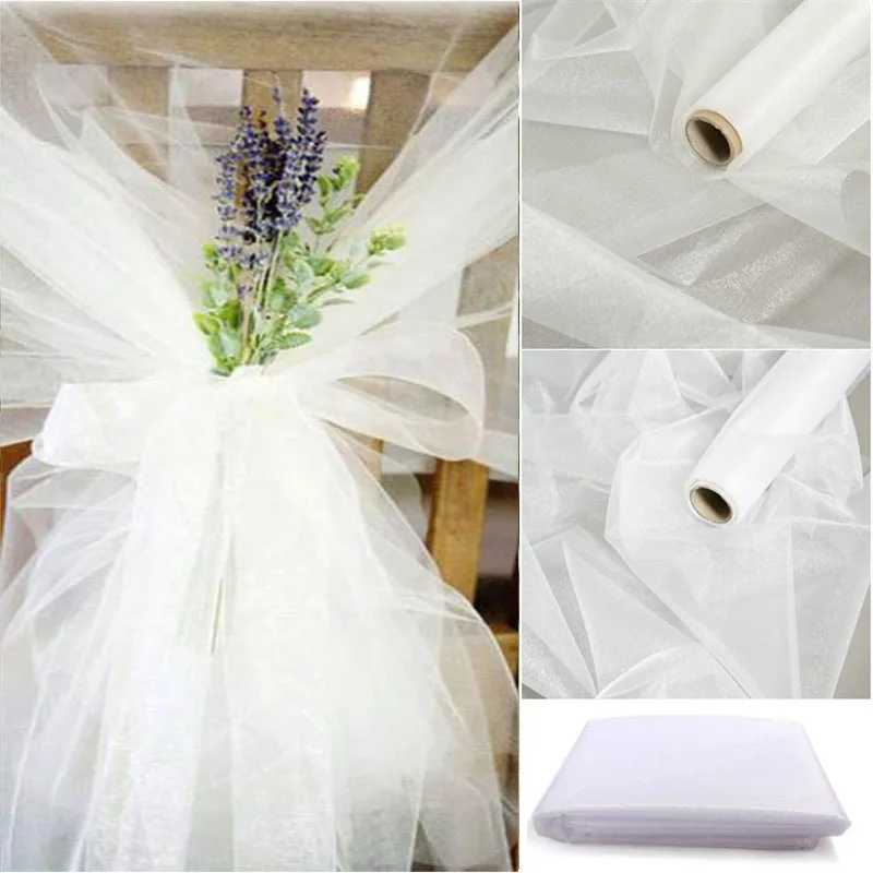 48 см x 5 м свадебное украшение из органзы ткань для стула и юбки | Дом сад