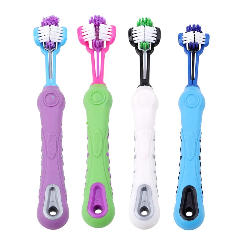 Hot Selling Three Sided font b Pet b font Toothbrush Dog Brush Addition Bad Breath Tartar