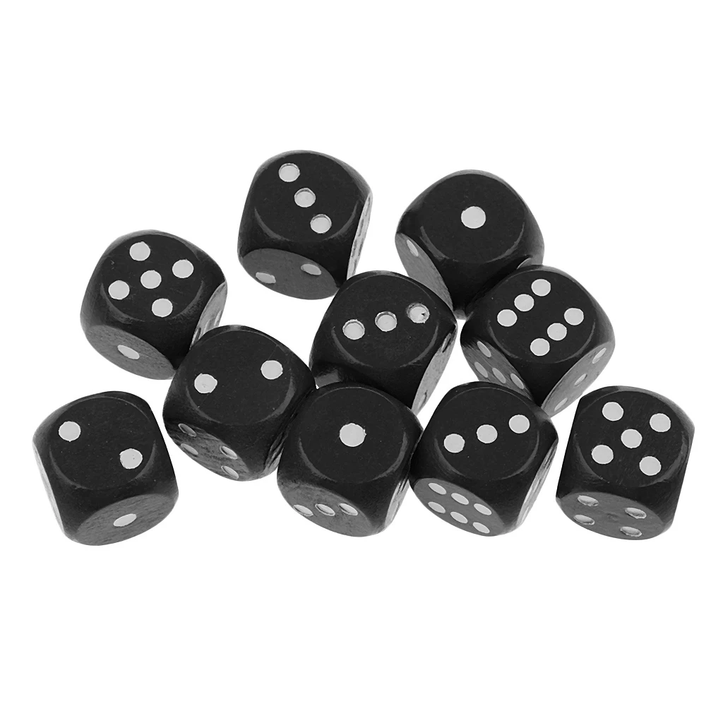 20Pcs Wooden Dice D6 Six Sided Dotted Dice for D&D TRPG MTG Board Game Toy Party Dice Casino Game Supplies