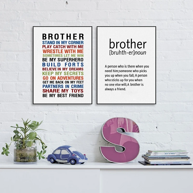 

Brother Quote Prints Wall Art Canvas Poster , Big Brother Gift Canvas Painting Boys Room Decoration