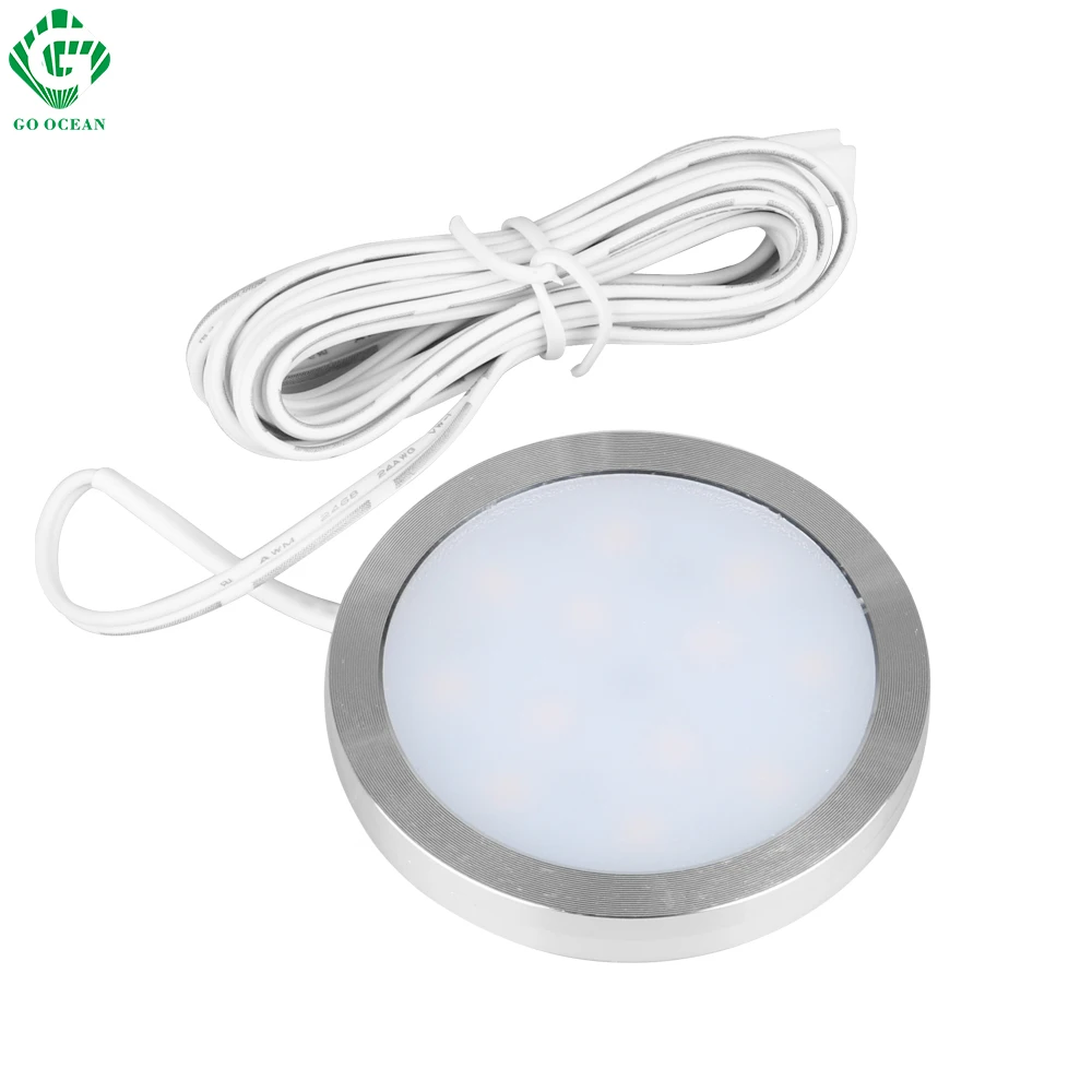 GO OCEAN Under Cabinet Lights LED Puck Light Kitchen Round 12V Cabinet Light Under Counter Shelf LED Closet Lighting