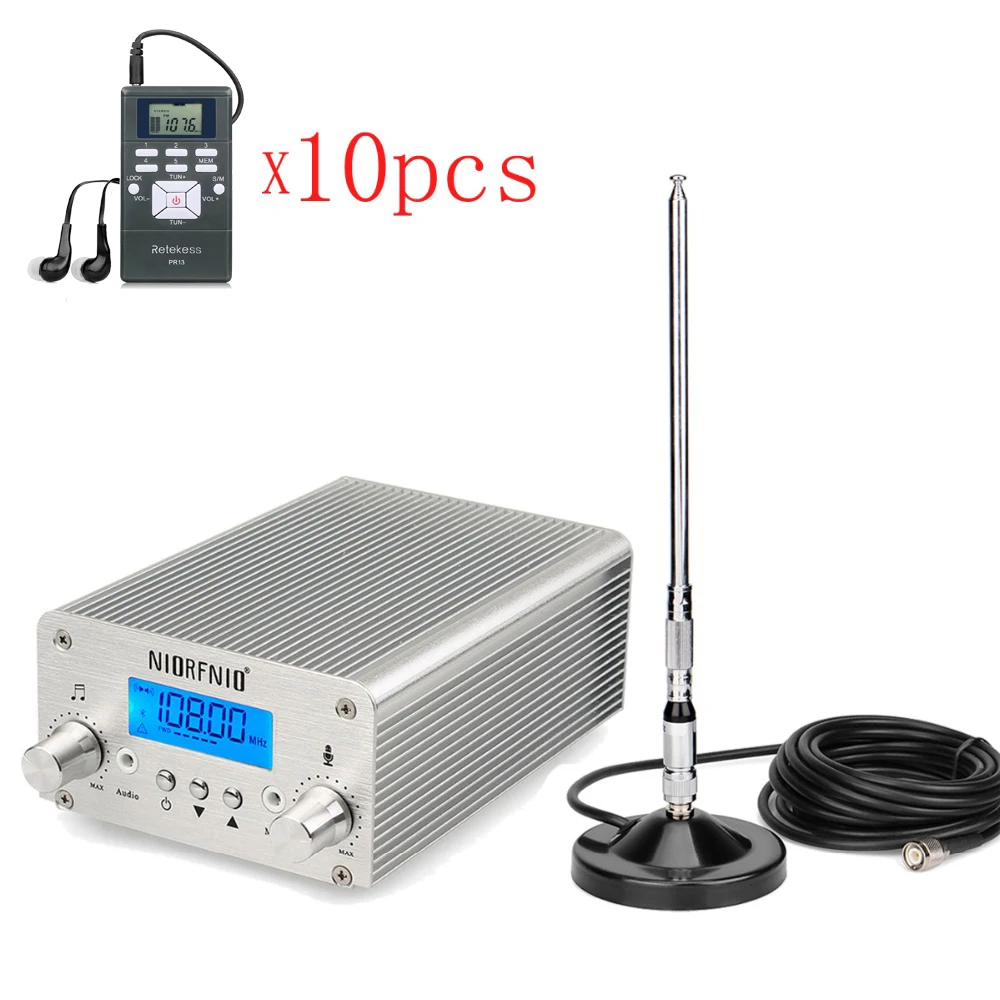 

NIORFNIO 15W Wireless Broadcasting System FM Transmitter + 10 Receiver For Church Meeting Translation FM 87~108MHz Y4439D
