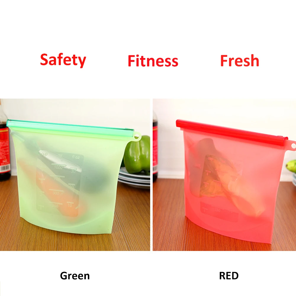 1000ML Silicone Bags Transparent Resealable Storage Bag Vacuum Food