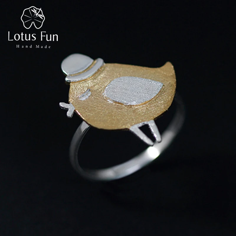 

Lotus Fun Real 925 Sterling Silver Natural Creative Handmade Designer Fine Jewelry Cute Gentleman Bird Rings for Women Bijoux