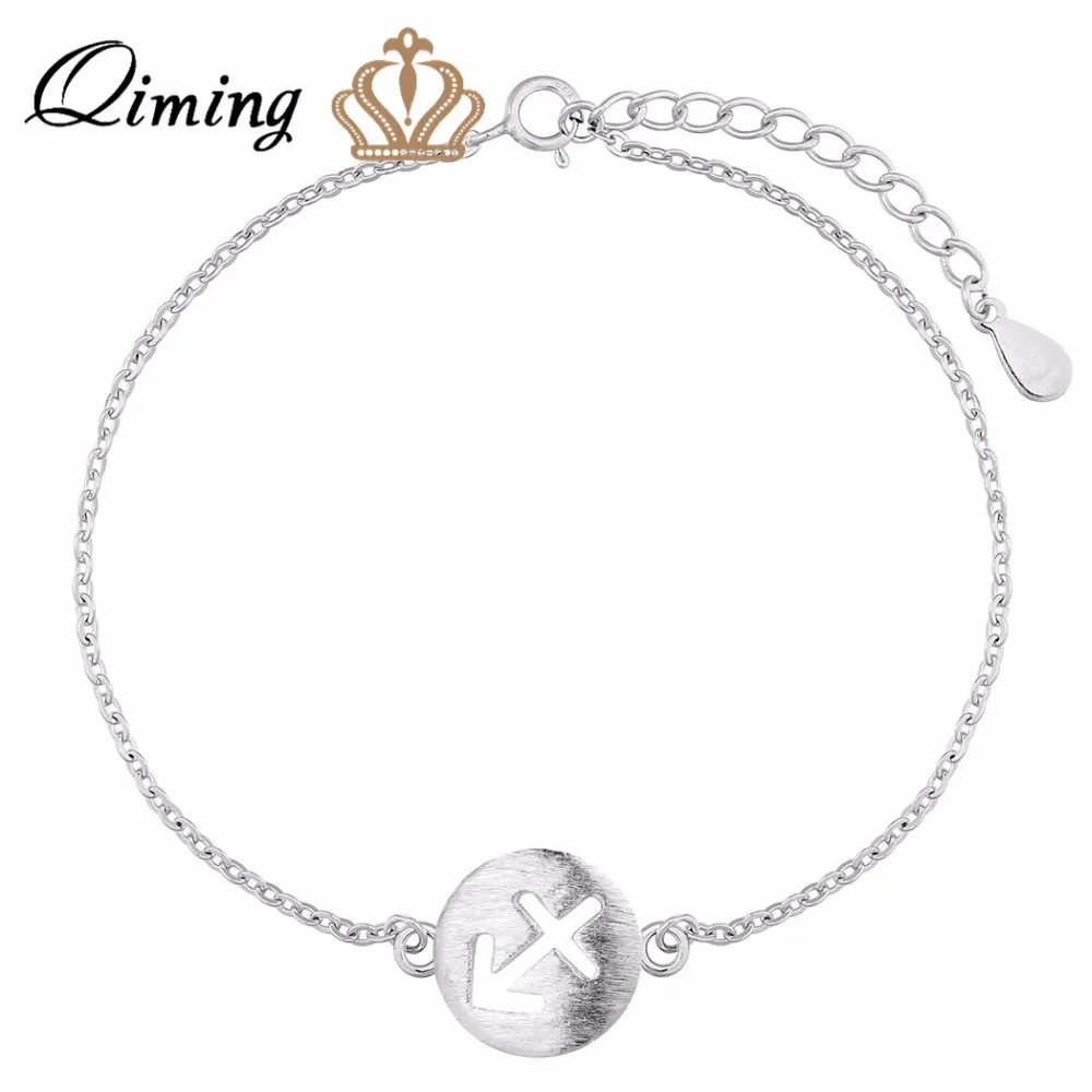 QIMING 925 Sterling Silver Bracelets For Women Twelve Constellations Jewelry Signs Bangle 
