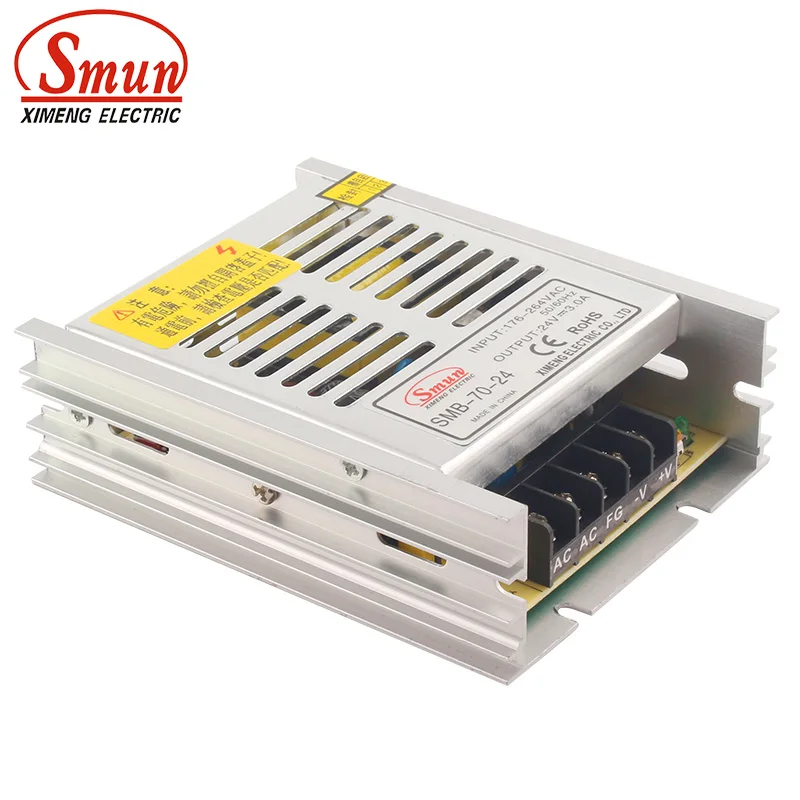 

SMUN SMB-70-24 70W Ultra Thin Type Single Output Switching Mode Power Supply 24V 3A AC-DC Slim Led Driver
