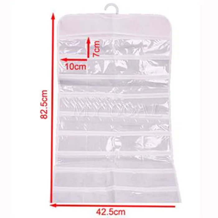 72 Pocket Hanging Jewelry Organizer Bracelet Earring Ring Holder Hang Hook Bag