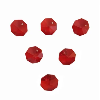 

2000pcs/Lot Red Color 14mm Crystal Chandelier Parts Prism Glass Octagon Beads In One Hole Wholesale ,