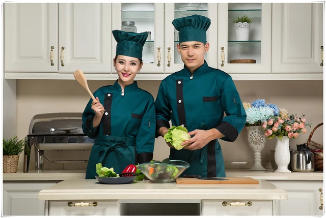 Hot Uni Lengan Panjang Jas Masak Restoran Hotel Chef Hot Uni Lengan Panjang Jas Masak Restoran Hotel Chef Pakaian Kerja Seragam Busana Dapur