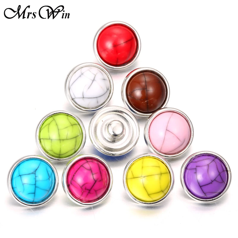 10pcs/lot Mrs Win Snap Jewelry Wholesale Natural Stone Snap 12mm Buttons Fit 12MM Snap Bracelet