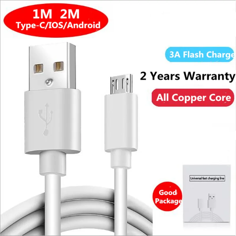 Goedkoop 1 m 2 m Micro IOS Type C USB Kabel 3A Snel Opladen Data Voor Android Apple mobiele Telefoon Data Sync Charger Kabel Voor iPhone Xiaomi