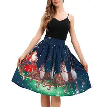 НОВАЯ РОЖДЕСТВЕНСКАЯ ЕЛКА олень принт эластичный высокая Талия Вечерние Женская трапециевидная юбка миди