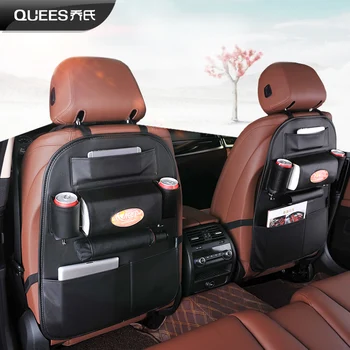 

QUEES Car Seat Back Organizer Storage Hang Bag 7 Compartment for Thermos Baby Diapers Umbrella Tissues Mobile Phone Books Tablet