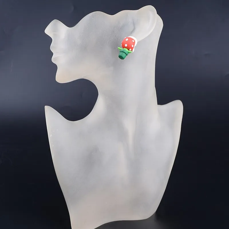 AOMU 1 пара, уникальные милые серьги-гвоздики ручной работы из полимерной глины с изображением супер Марио пираньи, цветов трупа, серьги-гвоздики для женщин и девушек, ювелирные изделия