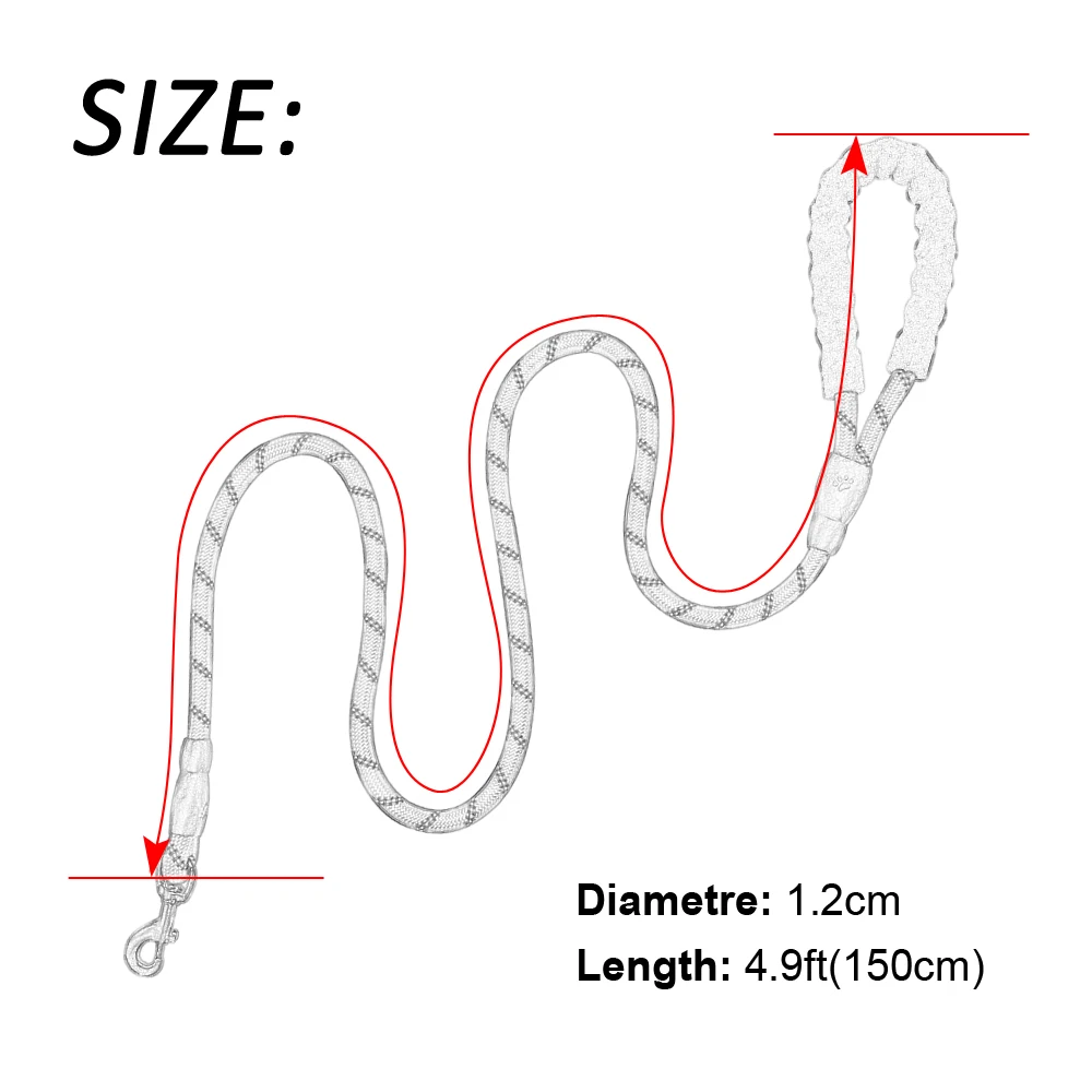 Светоотражающий Поводок для больших собак, нейлоновая веревка, поводок для бега, поводок для собак, длинный поводок для альпинизма, веревка для средних и больших собак