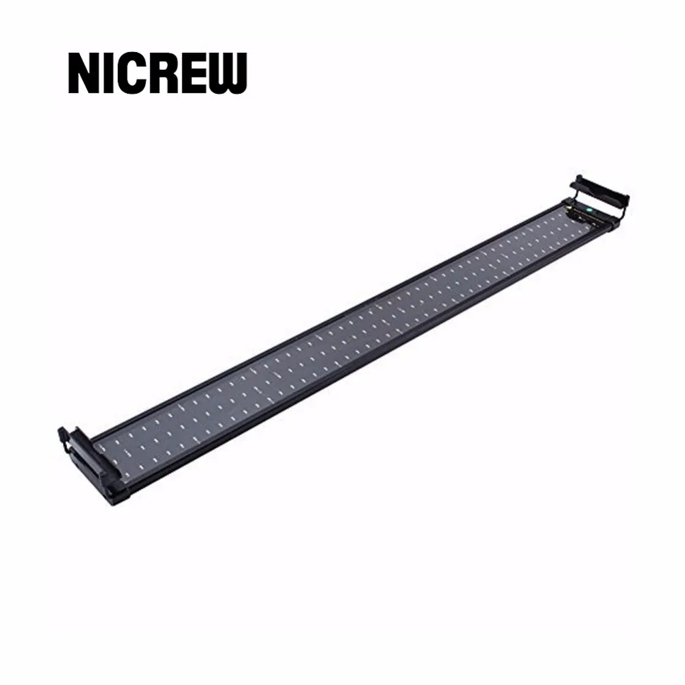 

Nicrew 96-115cm Aquarium LED Lighting Fish Tank Light Lamp with Extendable Brackets 120 White and 24 Blue LEDs Fits for Aquarium
