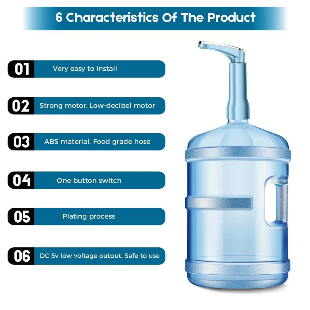 5 галлонов диспенсер для бутылки воды, портативный автоматический кувшин для питьевой воды диспенсер подходит для 1-5 галлонов водяной насос Usb зарядка Wat