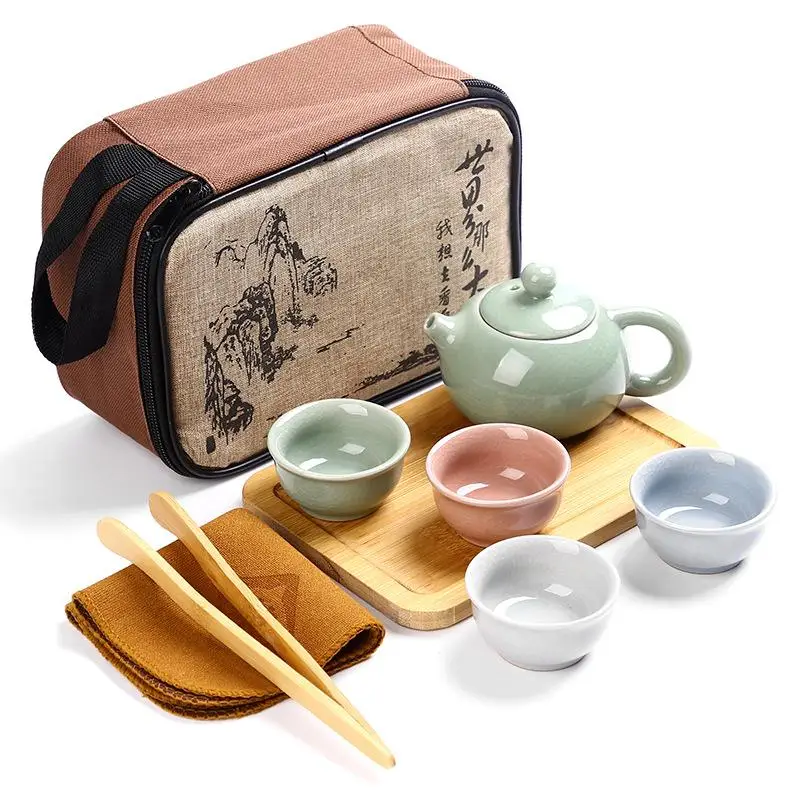 

Chinese Kung Fu Tea Set Portable Teaware Set Ceramic Teapot Teaset Gaiwan Tea Cups Of Tea Ceremony Tea Pot Traveller Teaware Set