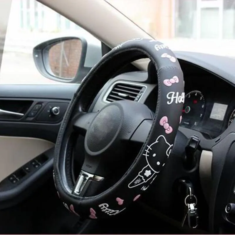 Hello Kitty Car Accessories Cartoon Steering-Wheel Cover For Auto Interior Decoration Latex cute steering wheel covers pink Hello Kitty Car Accessories Cartoon Steering-Wheel Cover For Auto Interior Decoration Latex cute steering wheel covers pink