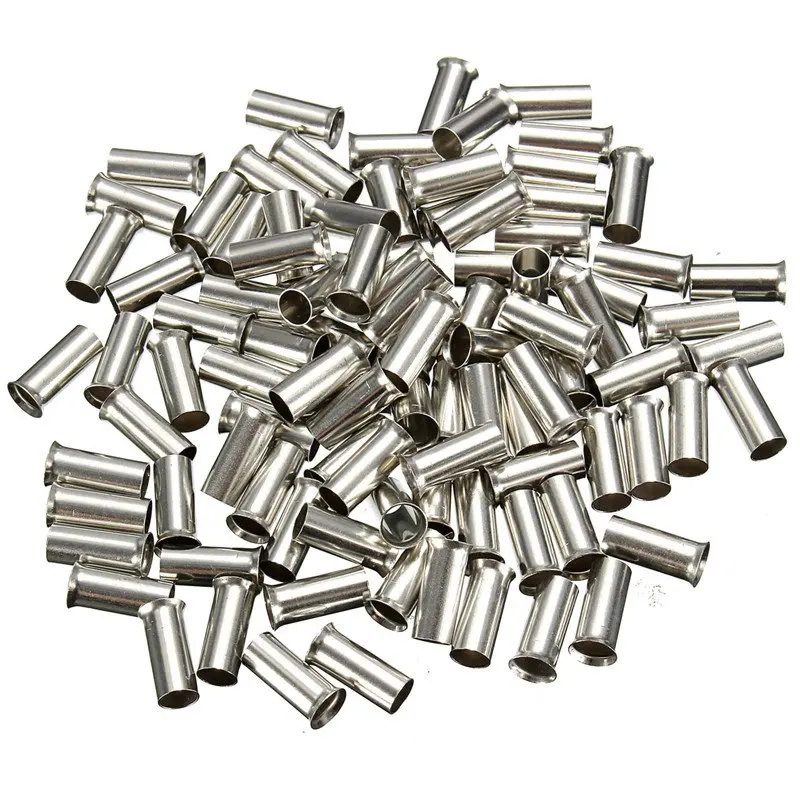 100pcs Uninsulated Bootlace Ferrules Cord End Terminal Crimps 0.5mm² to 16mm² 