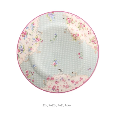 10 керамическая тарелка дюймовая в стиле сада с узором из костяного фарфора, посуда, керамическая тарелка, тарелка для десерта, столовая посуда, тарелка для торта - Цвет: C 10 inch