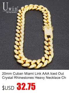 UWIN Iced Out Bling rhinestone crystal Goldgen финиш Майями кубинская звеньевая цепь Мужская хип-хоп ожерелье ювелирные изделия 20,24, 30, 36 дюймов