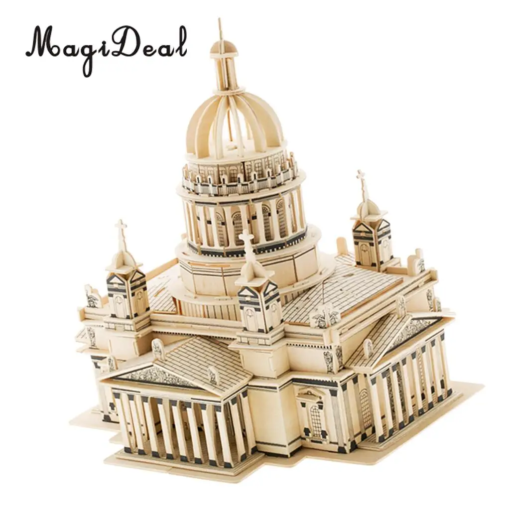 Wooden 3D Puzzle DIY Assembly Church Building Model Architecture Children Adult Puzzle Jigsaw Kids Toy Gift