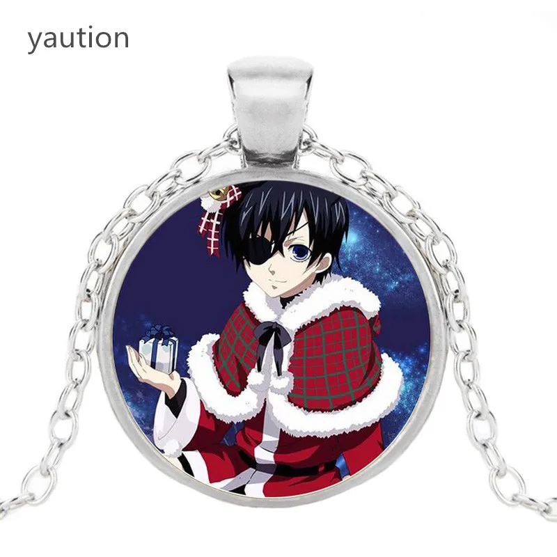 Черный Дворецкий стеклянный кабошон для кулона ожерелье Kuroshitsuji Ciel Phantomhive Sebastian