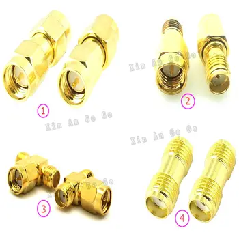 

The Factory sales 4pcs/set SMA to SMA adapter 3 Way SMA male female to SMA male female Jack Plug 4 type connector fast ship