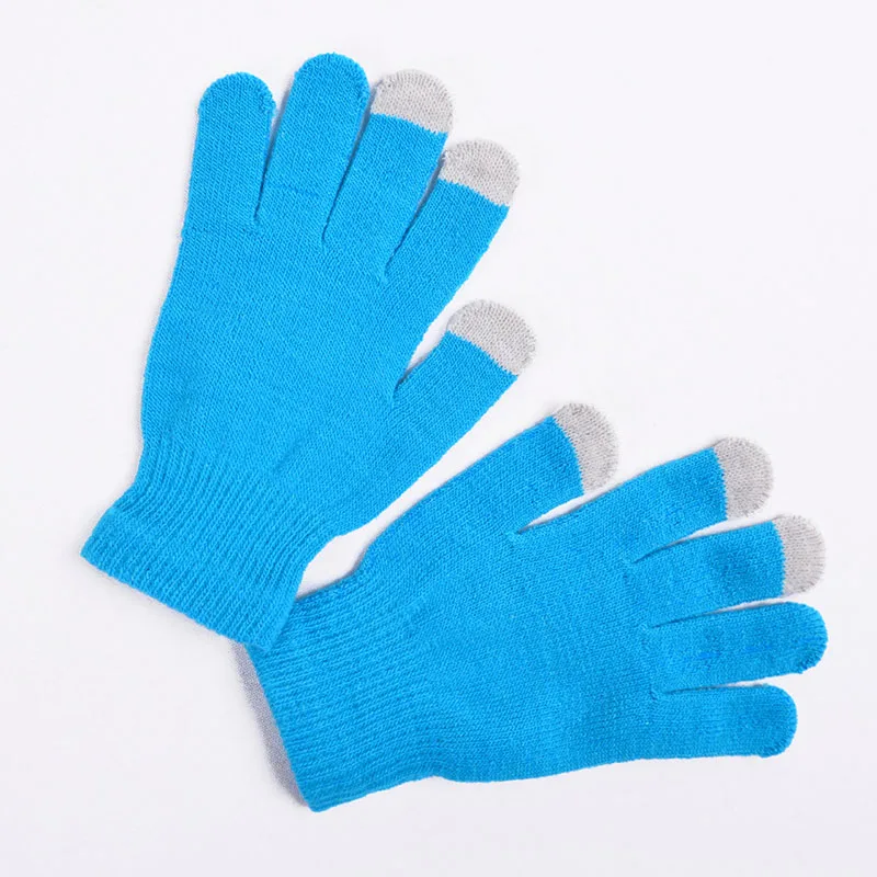 Новые Зимние перчатки для девочек и мальчиков, перчатки для сенсорного экрана телефона, вязаные теплые зимние перчатки для девочек, однотонные детские перчатки, варежки
