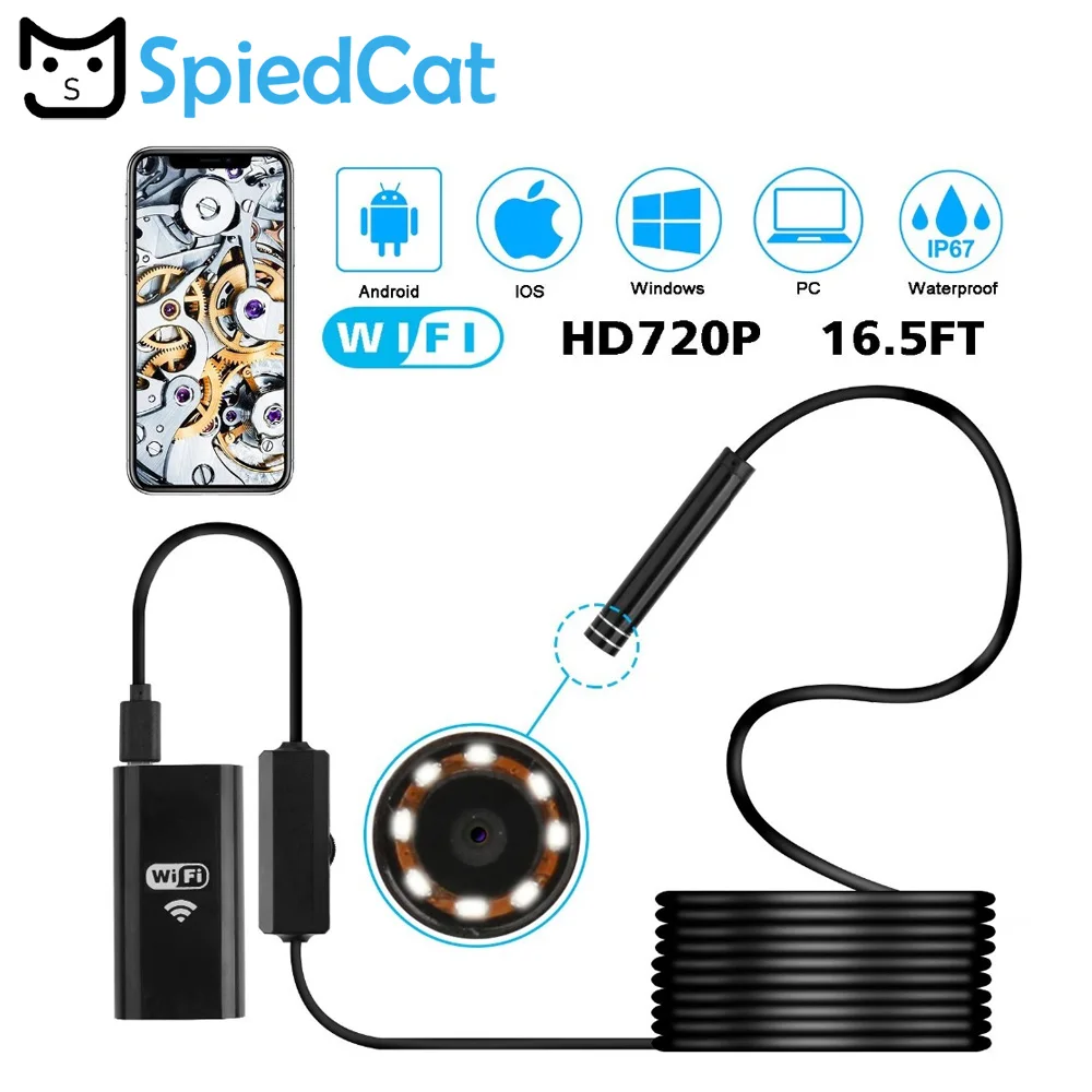 

Wireless Semi-rigid Endoscope Camera 2.0 Megapixels HD Endoscope Waterproof USB Snake Camera for Android Smartphone IOS &Tablet