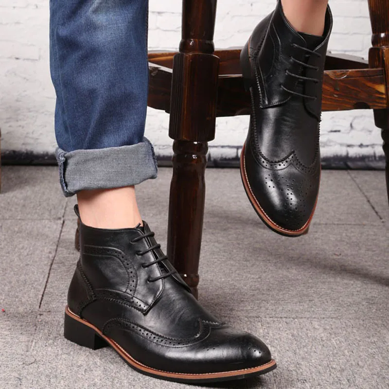 QFFAZ/мужские ботинки осень-зима; Мужская обувь Bullock; повседневные мужские модные ботинки из натуральной кожи; люксовый брендовый мужской комфортный обувь