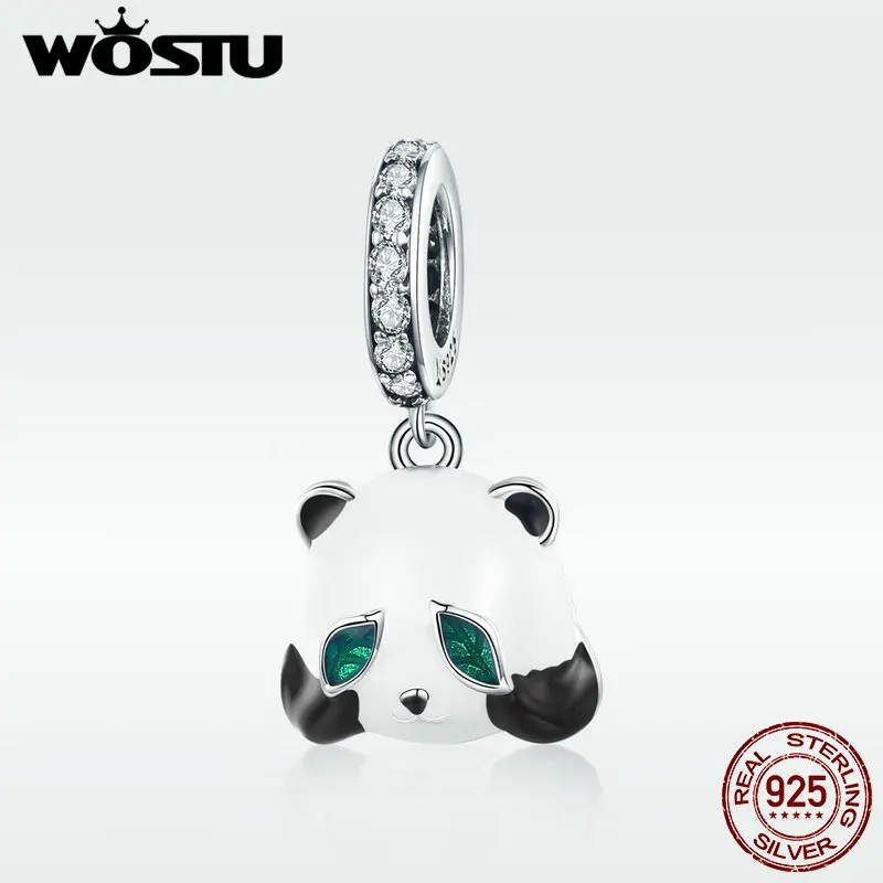 WOSTU Real 925 Sterling Silver Cute Panda Animal Beads Fit Charm Bracelet Necklace Pendant For Women Lovely Jewelry Gift DXC1096 | Украшения