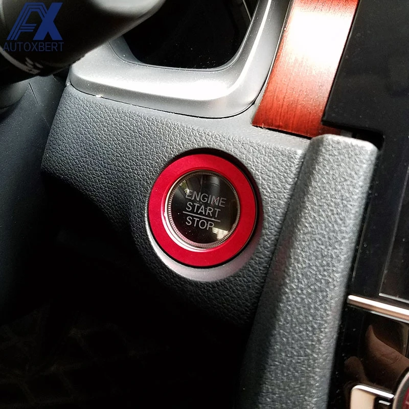 

AX Ignition Engine Start Stop Push Button Ring Red Trim Cover For Honda Civic Sedan Coupe Hatchback 2016 2017 2018 Car Styling