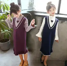 Girls Knit Sweater Skirt Clothing Set 2018 Spring Autumn Kids Clothes Long Sleeve Knitting Sweater + Vest Dress Two Pieces Suit Girls Knit Sweater Skirt Clothing Set 2018 Spring Autumn Kids Clothes Long Sleeve Knitting Sweater + Vest Dress Two Pieces Suit