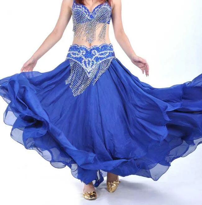 Женская племенная юбка для танца живота, женские длинные цыганские юбки, льняная практика танца живота/платье для выступлений, 13 цветов, костюм для танца живота - Цвет: Dark Blue